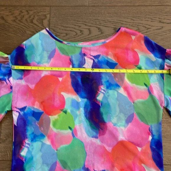 Vintage Isaac Mizrahi Watercolor Short Sleeve Drop Shoulder Blouse Top - Picture 7 of 8